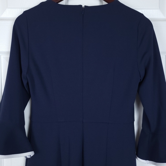 NWT Nanette Lepore 3/4 Sleeve Flounce Dress| Dark Navy - Picture 7 of 12